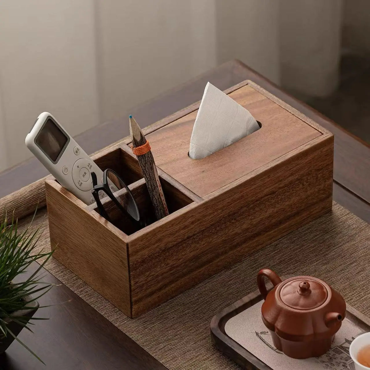 Caja para Pañuelos de Nogal con Tapa Extraíble