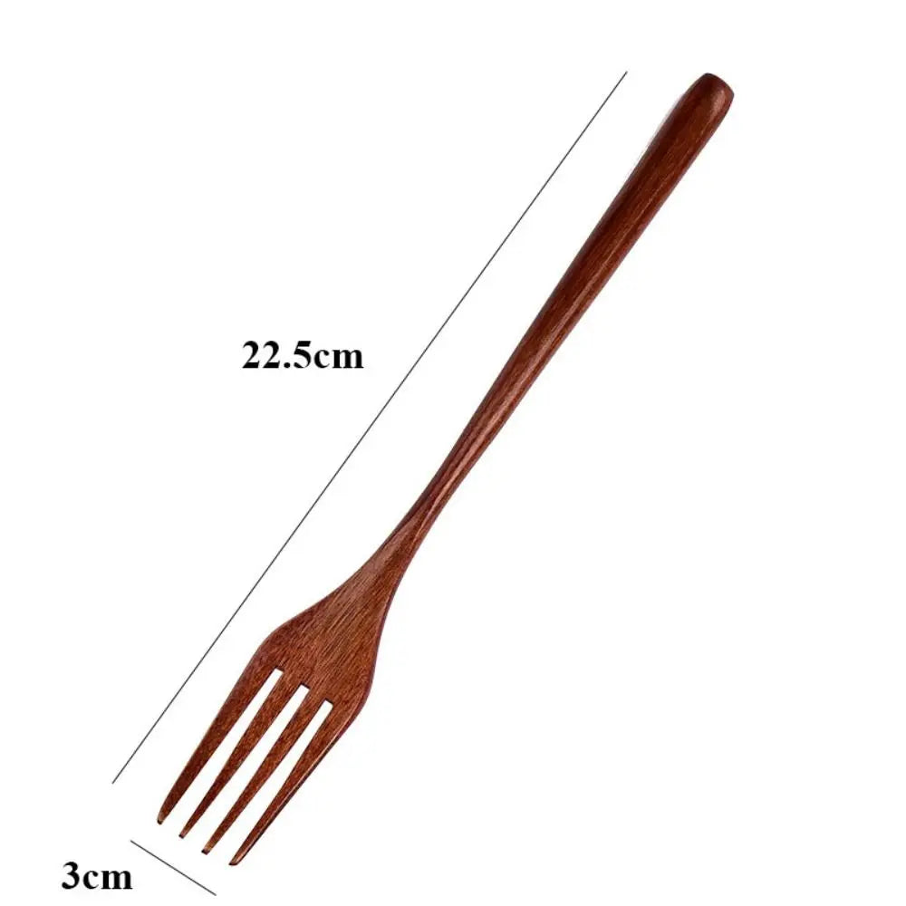 Cuchara y Tenedor de Madera Natural Hechos a Mano