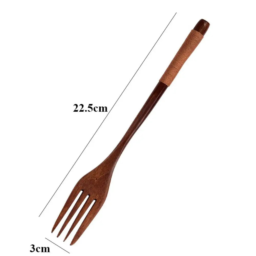 Cuchara y Tenedor de Madera Natural Hechos a Mano