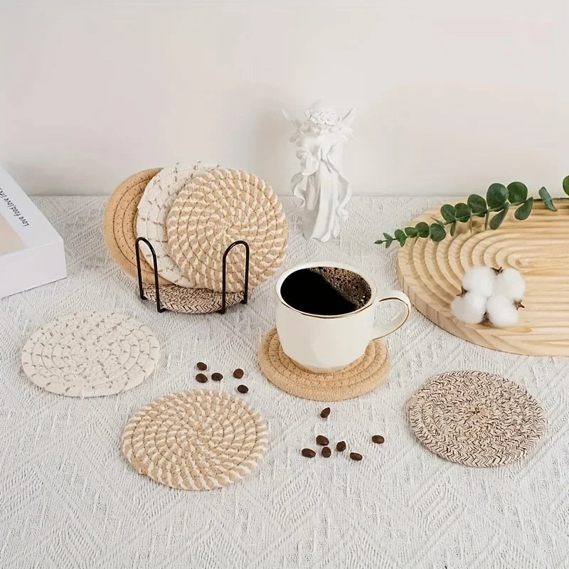 Posavasos Absorbentes de Algodón y Lino, 4 Piezas