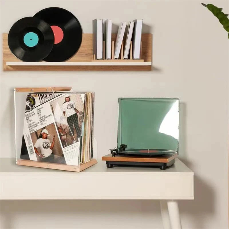 Porta Discos de Vinil de Madera Maciza