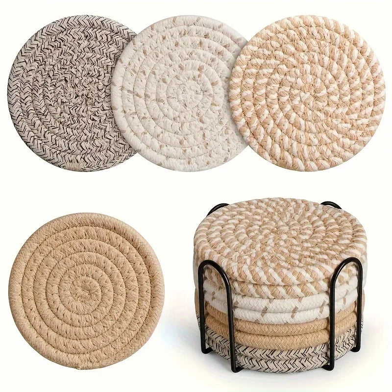 Posavasos Absorbentes de Algodón y Lino, 4 Piezas
