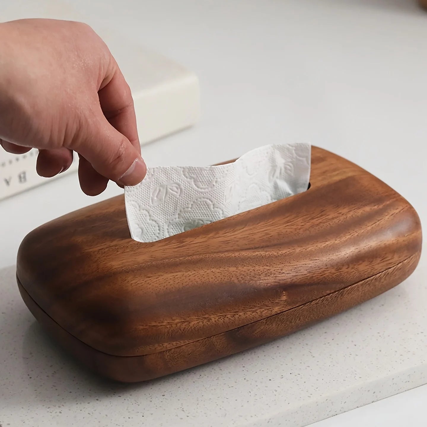 Caja para Pañuelos de Nogal con Tapa Extraíble