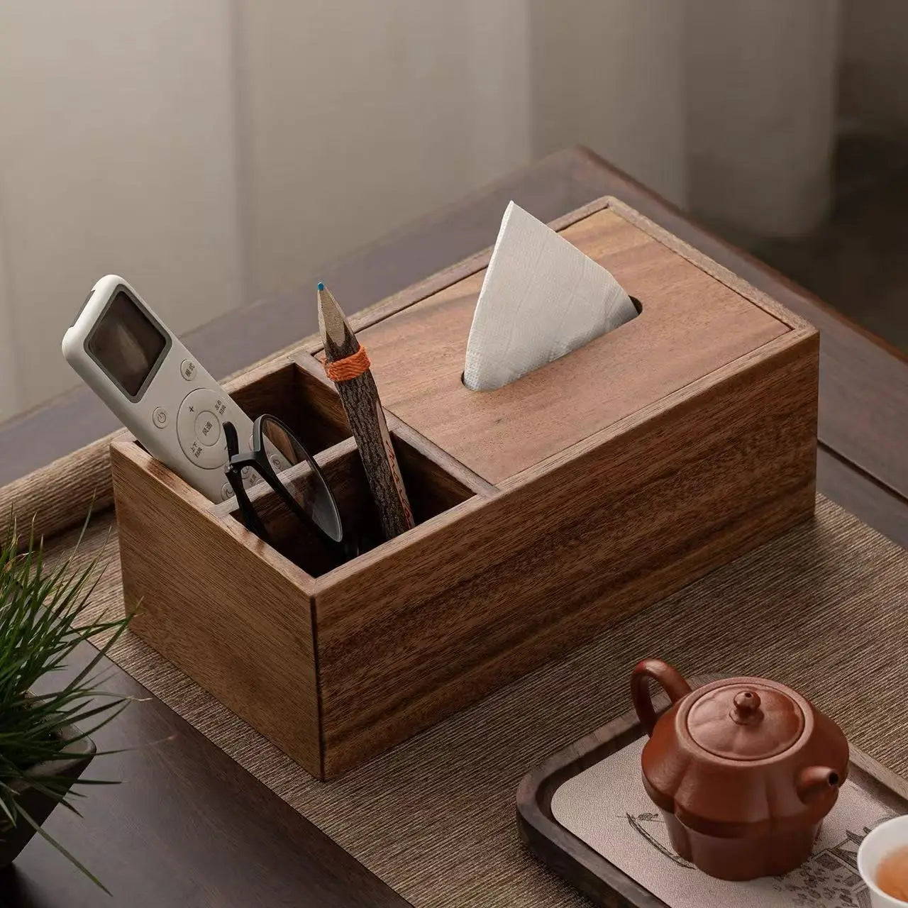 Caja para Pañuelos de Nogal con Tapa Extraíble