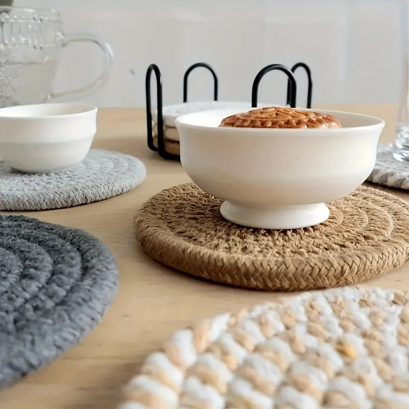Posavasos Absorbentes de Algodón y Lino, 4 Piezas