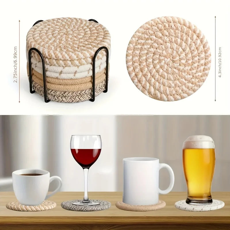 Posavasos Absorbentes de Algodón y Lino, 4 Piezas