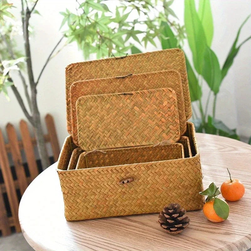 Cesta Vintage de Paja Tejida a Mano