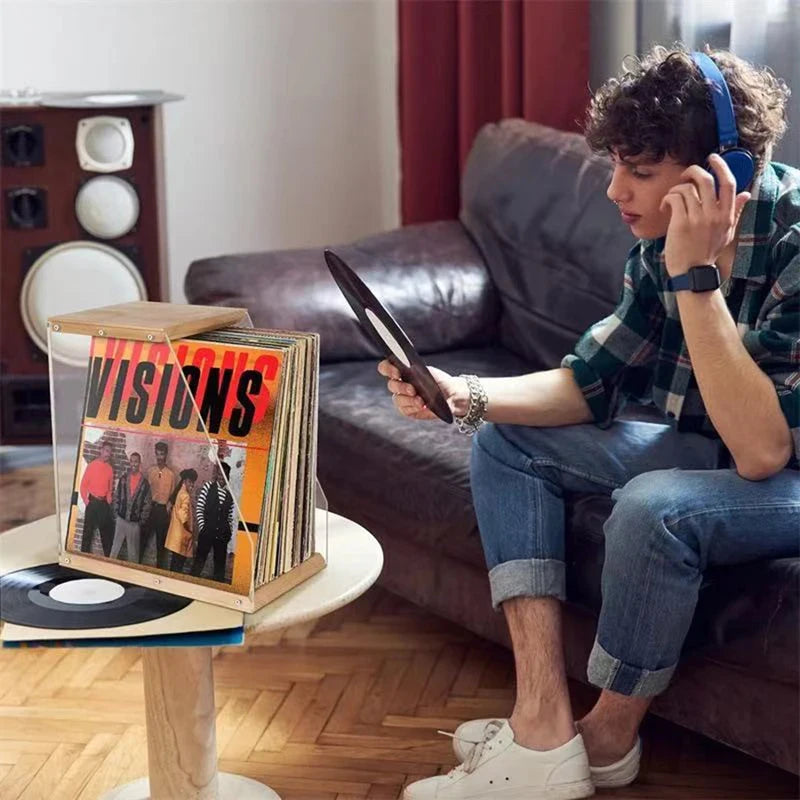 Porta Discos de Vinil de Madera Maciza