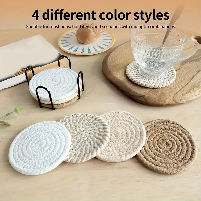 Posavasos Absorbentes de Algodón y Lino, 4 Piezas