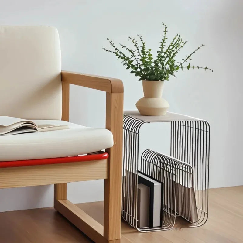 Mesa de Centro Escandinava de Metal con Almacenamiento