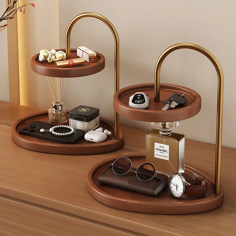 Organizador de Bambú de Dos Niveles para Joyería y Perfumes