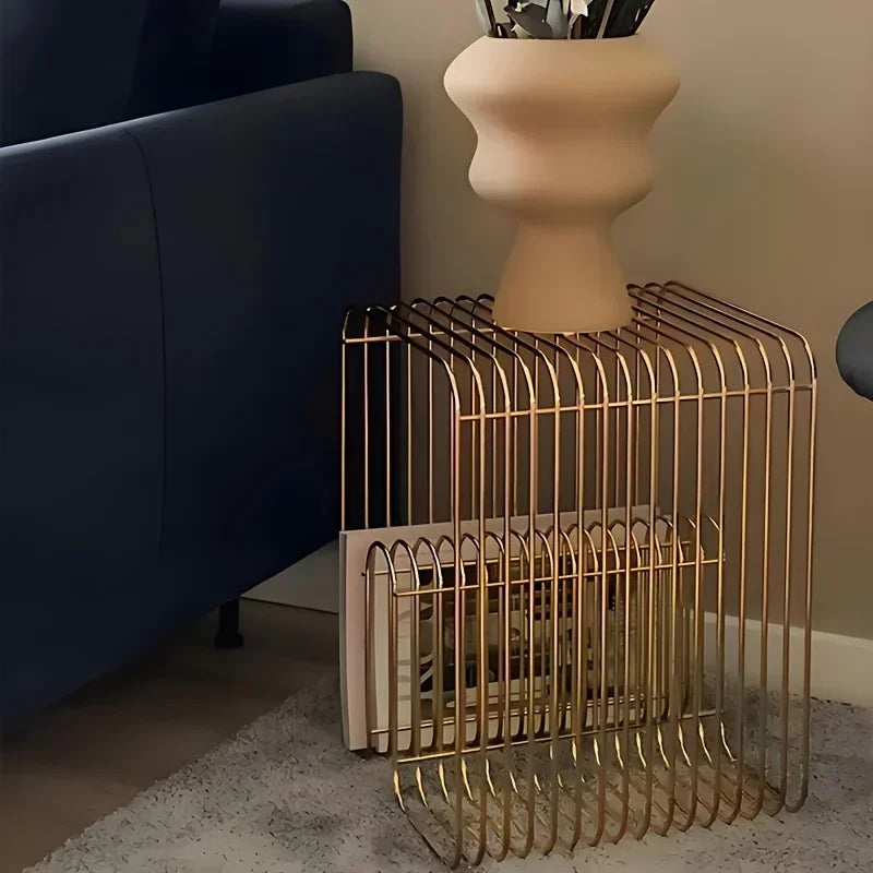 Mesa de Centro Escandinava de Metal con Almacenamiento