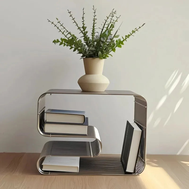 Mesa de Centro Escandinava de Metal con Almacenamiento