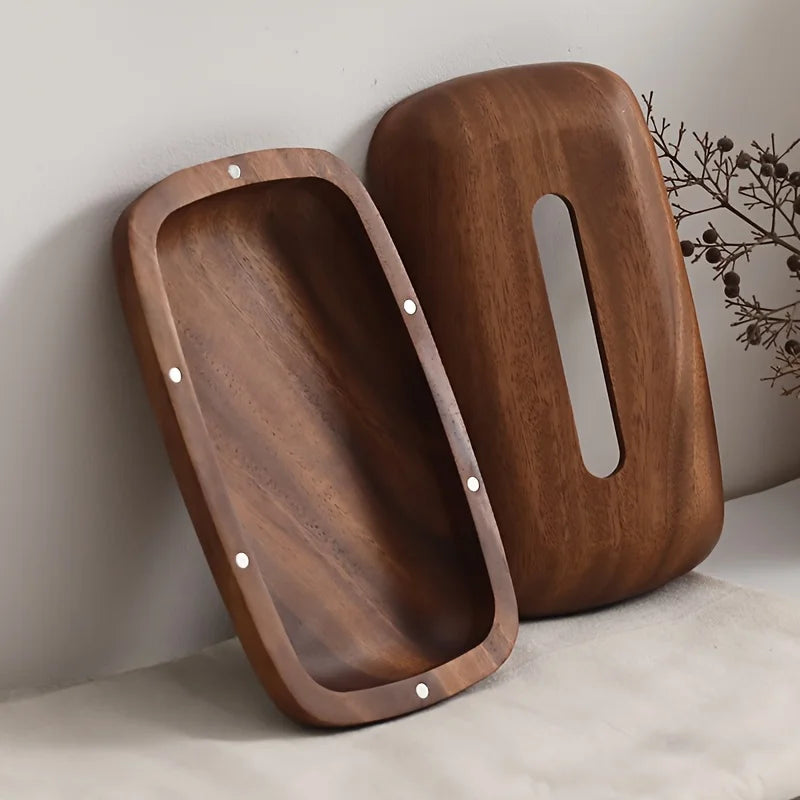 Caja para Pañuelos de Nogal con Tapa Extraíble