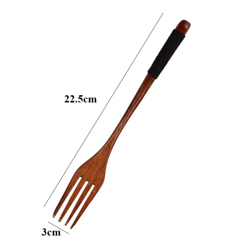 Cuchara y Tenedor de Madera Natural Hechos a Mano