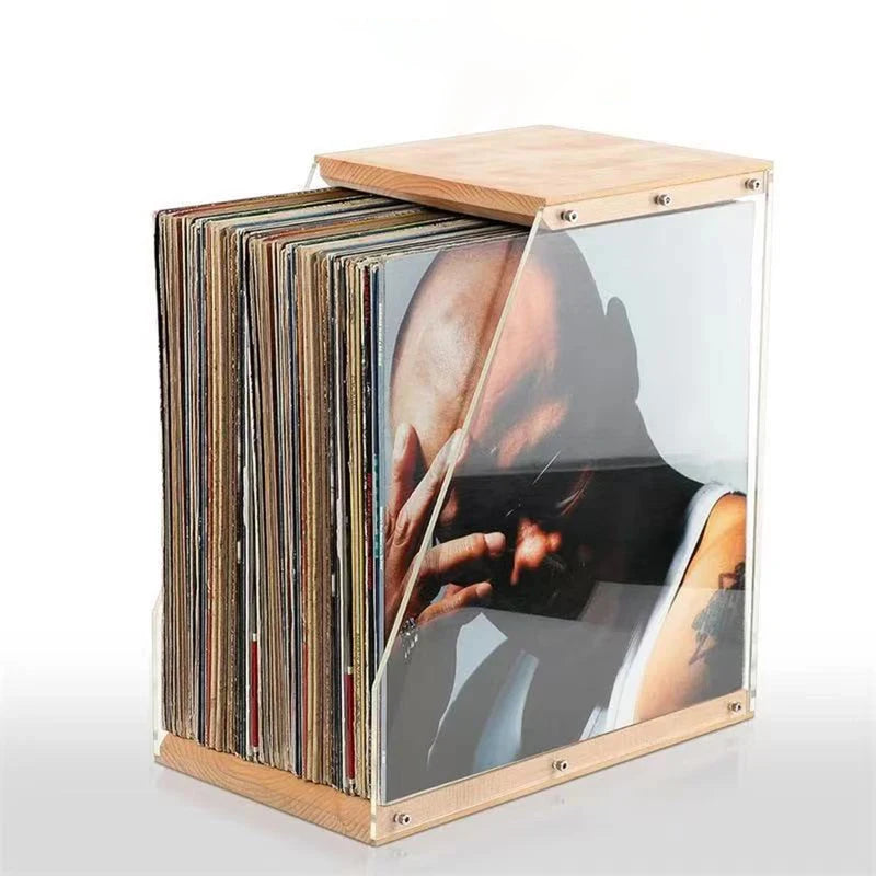 Porta Discos de Vinil de Madera Maciza
