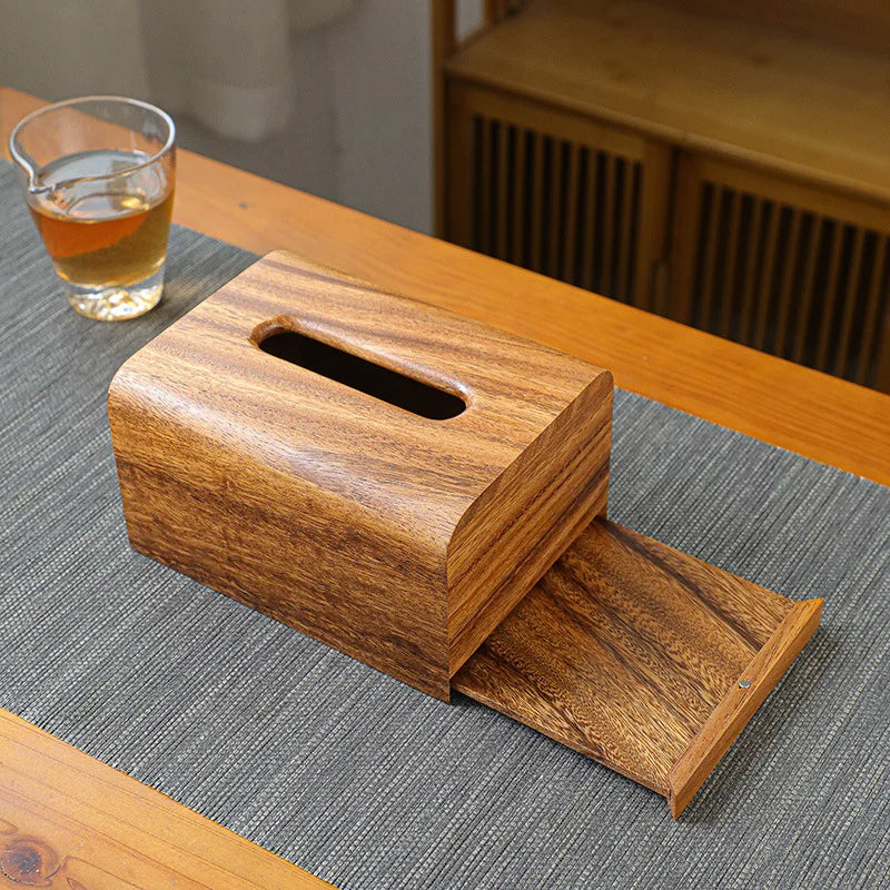 Caja para Pañuelos de Nogal con Tapa Extraíble
