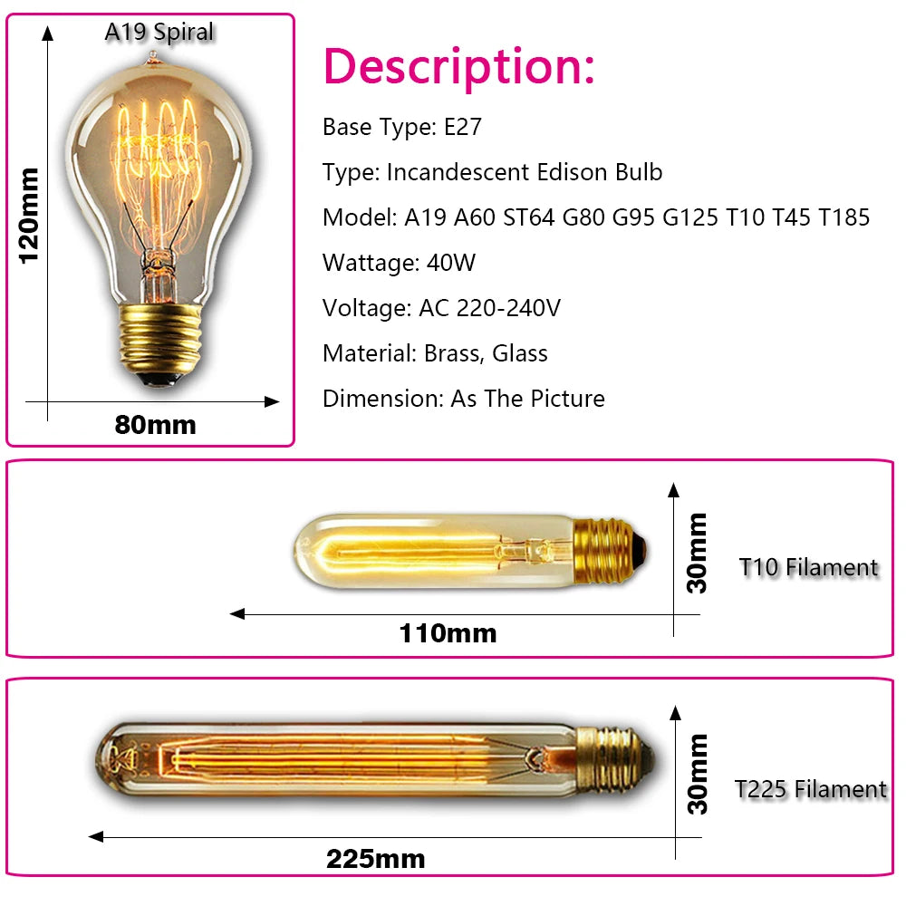 Foco Edison Retro de Filamento E27