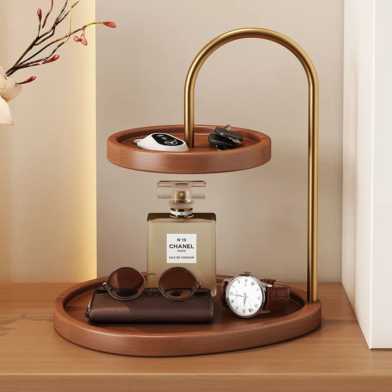 Organizador de Bambú de Dos Niveles para Joyería y Perfumes