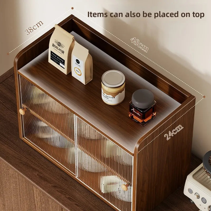 Gabinete Mid Century con Puerta Corrediza de Vidrio