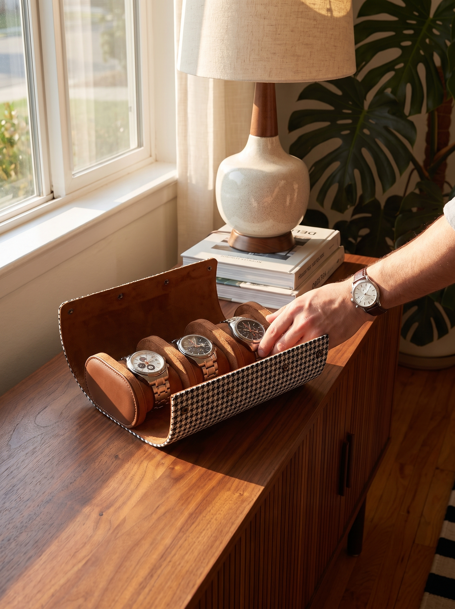 Estuche Porta Relojes de Viaje: Piel sintética con presencia