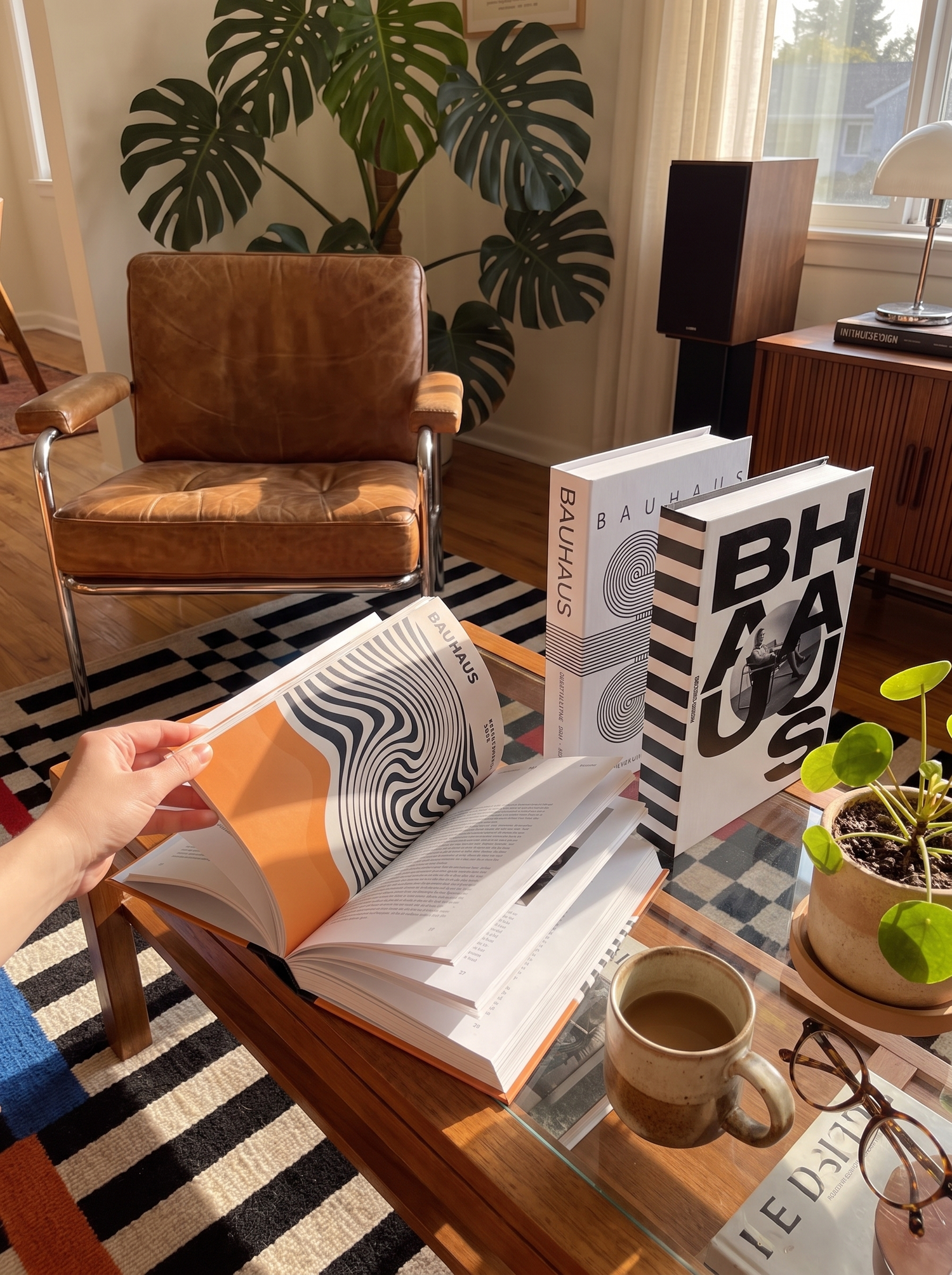 Libros Decorativos Bauhaus: Arte abierto sobre la mesa