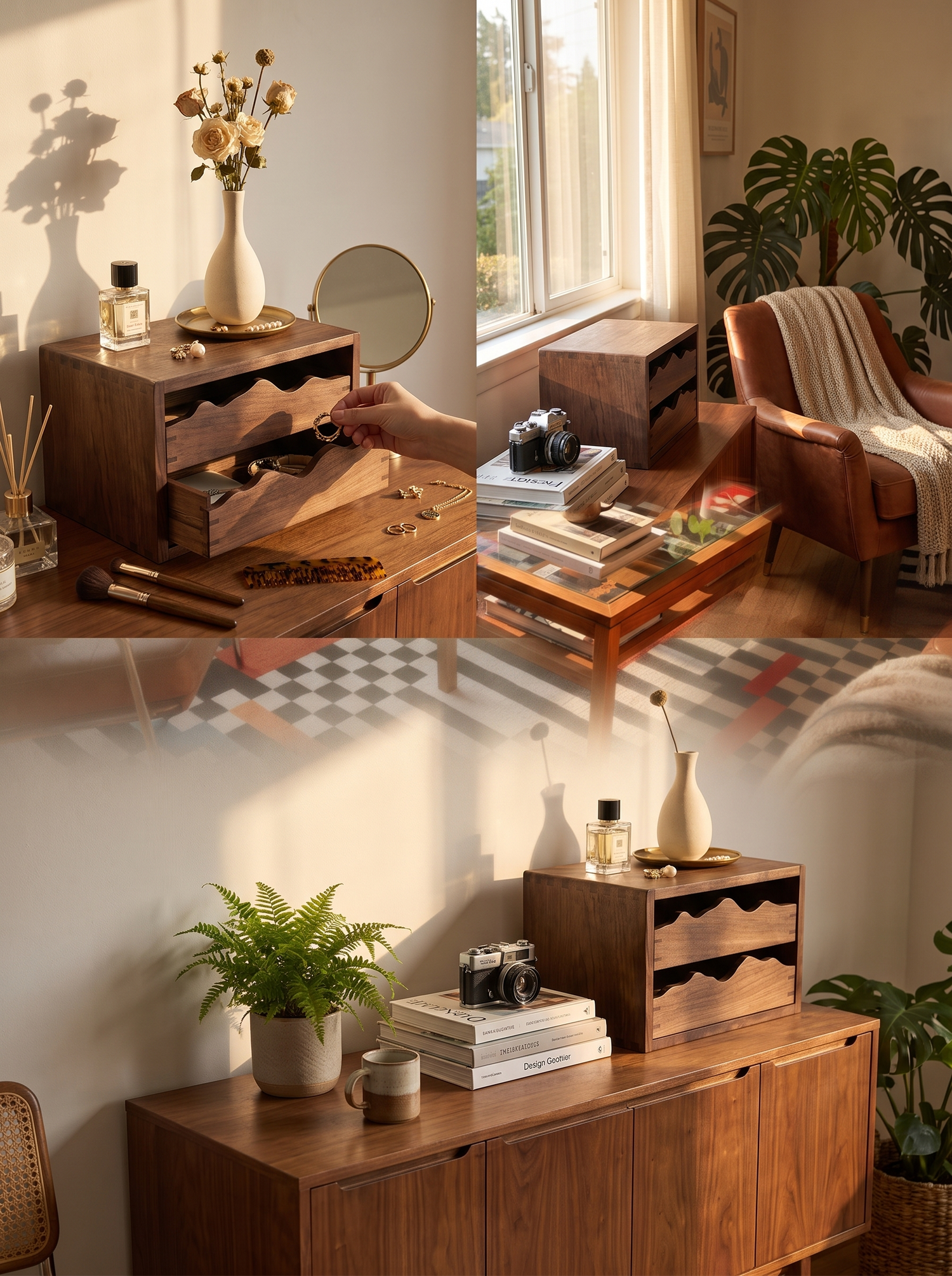 Caja de Almacenamiento de Madera con Cajones: Dos configuraciones para tu rincón