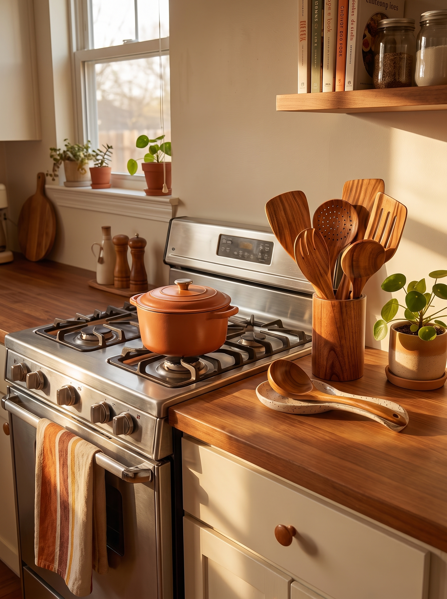 Juego de Utensilios de Cocina de Madera con Soporte Groovela 3