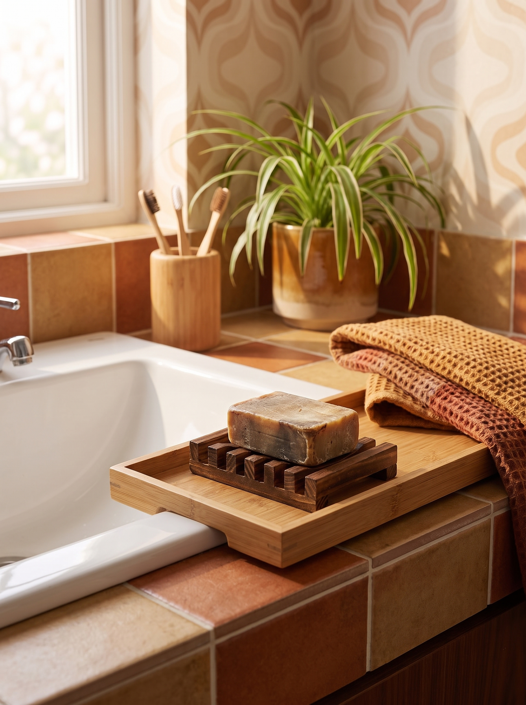 Jabonera de Bambú Natural con Drenaje Groovela 2